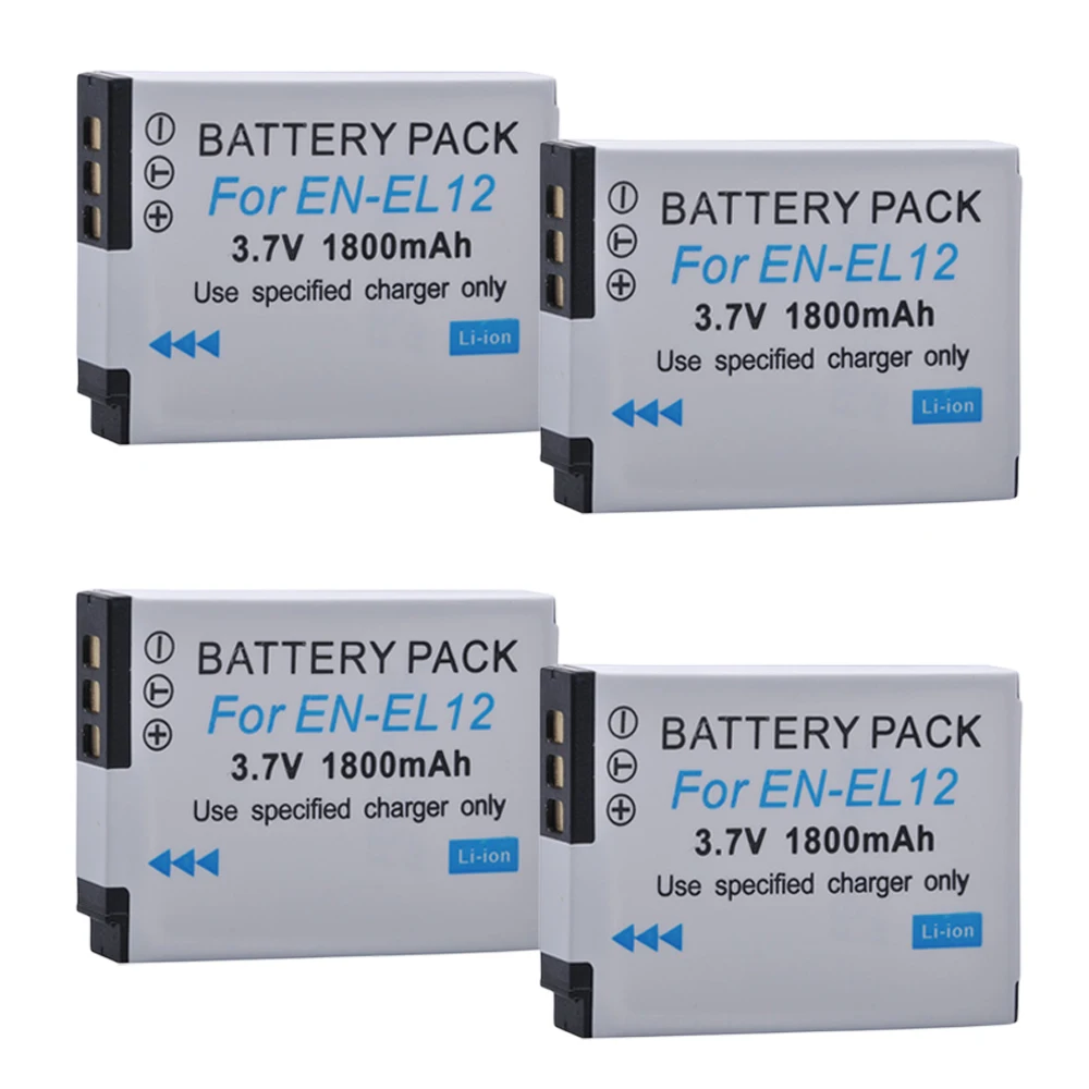 4 шт. 1800 мАч EN EL12 ENEL12 Li Ion Batteria для Nikon S8200 S9100 S9200 S9300 P300 P310 AW110 W300 батарея камеры|li-ion