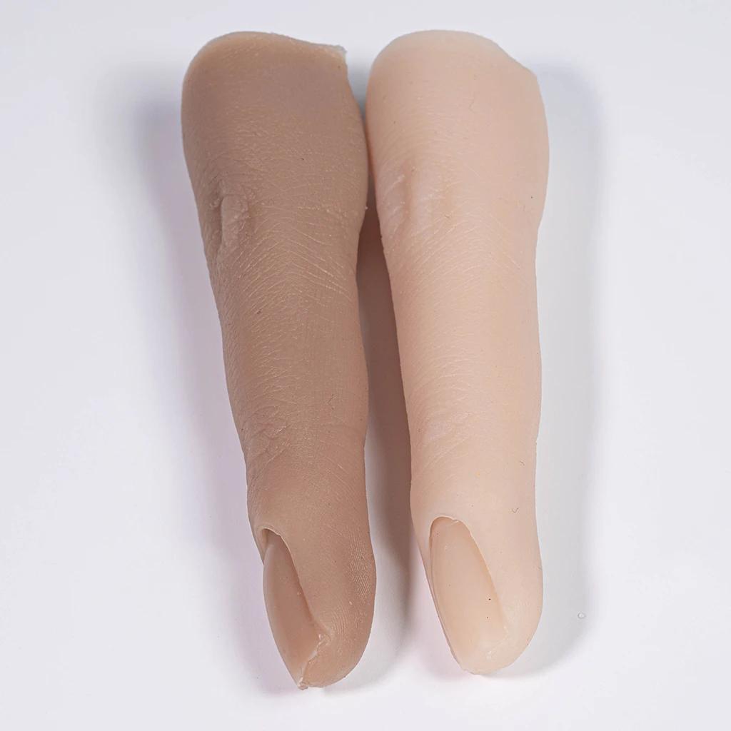 

2pcs False Nail Art Silicone Practice Finger Manicure Display Wheat/Skin Nail Art Training Finger Manicure Fake Model Fingers
