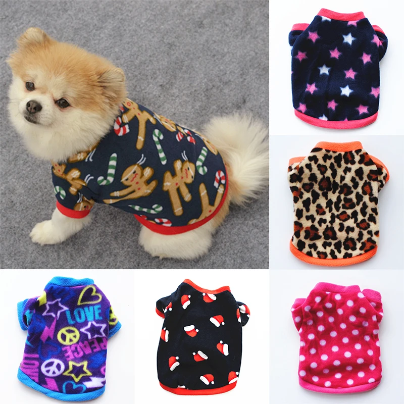 

1PCS pet autumn/winter puppy fashion printing polar fleece warm sweater pet clothing S27