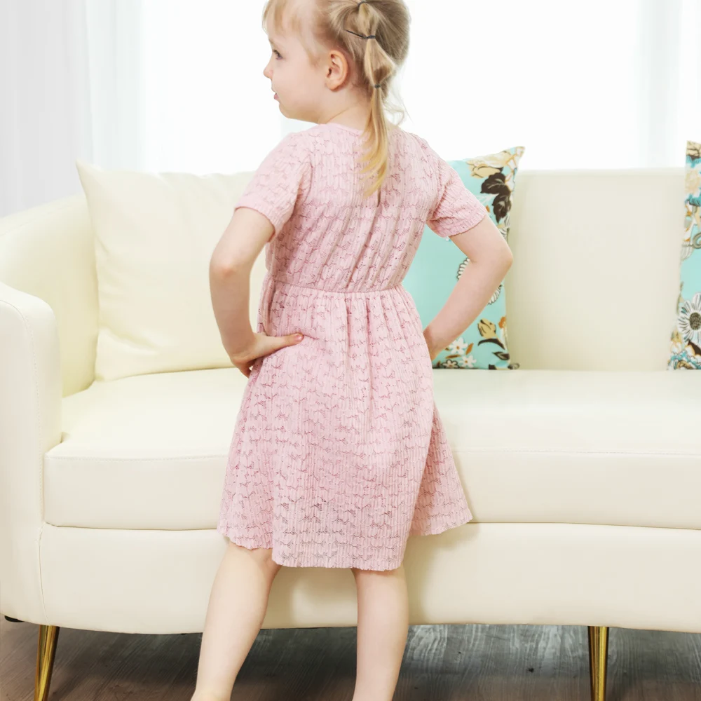 

2021 New Dress Baby Clothes Mother and Daughter Clothes Solid Bow Dress Baby Girl Clothes Summer Sweet Family Matching Outfits