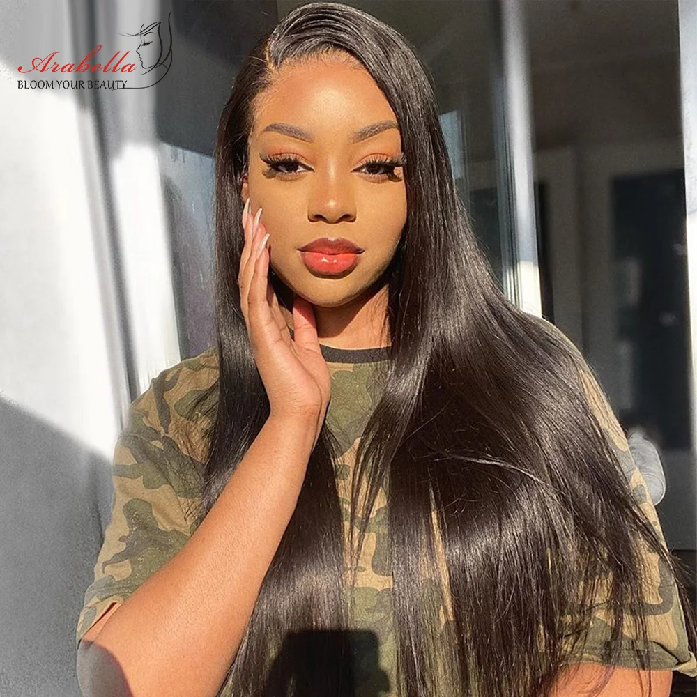 

5x5 Closure Wig Brazilian Straight Lace Front Wig Remy Pre Plucked With Baby Hair Arabella 13x4 HD Transparent Lace Frontal Wig