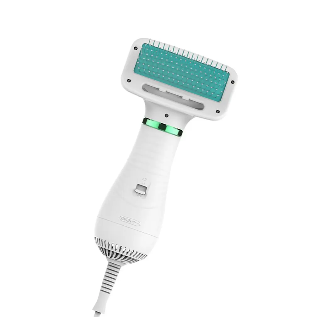 

2 In 1 Pet Grooming Dryer With Tight-Spaced Brush Home Dog Blower With Adjustable Temperatures Comfortable Slicker Brush