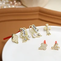 jewelry 925 silver needle simple inlaid pearl butterfly love cross for diy necklaces earrings accessories jewelry and hardwa