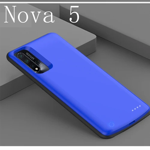 Nova 5 Blue 6500 мАч Внешний аккумулятор чехол для huawei Honor 9X Pro Nova 5i Pro 5 чехол для зарядки - Цвет: Nova 5 Blue