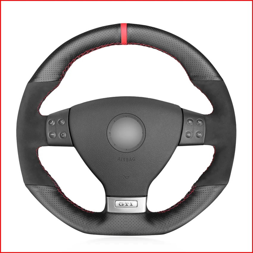 Чехол на руль MEWANT из черной натуральной замши для Volkswagen Golf 5 Mk5 GTI VW R32 Passat R GT 2005 |