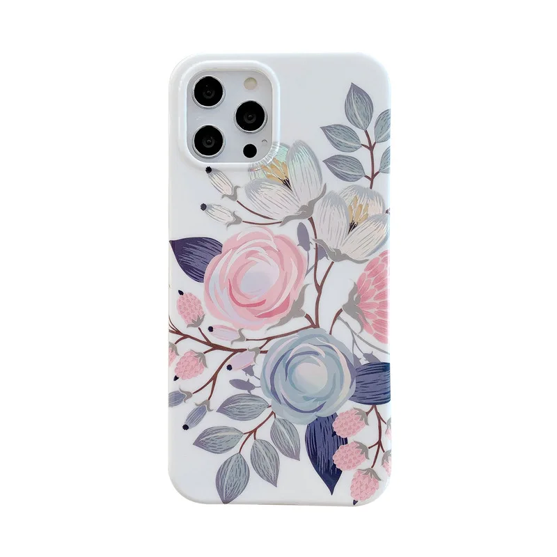 

Beautiful laser flower mobile phone case for iPhone11 12Pro Max mini X XR XS XSMax 8 7PluS anti-drop protective back cover