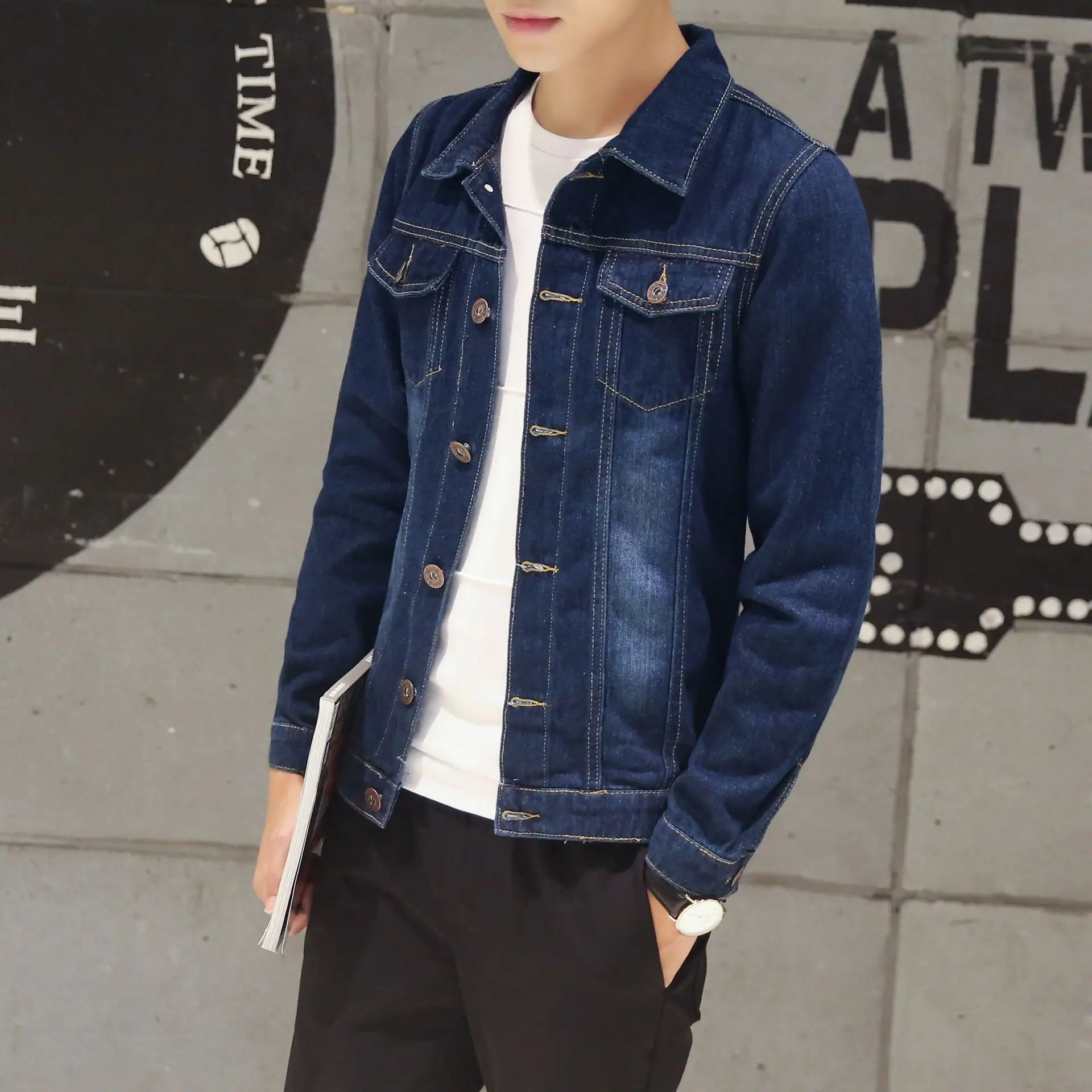 

Spring and autumn 2020 Fashion solider teenagers thin new casual men's jacket Korean slim men's men's denim jacket