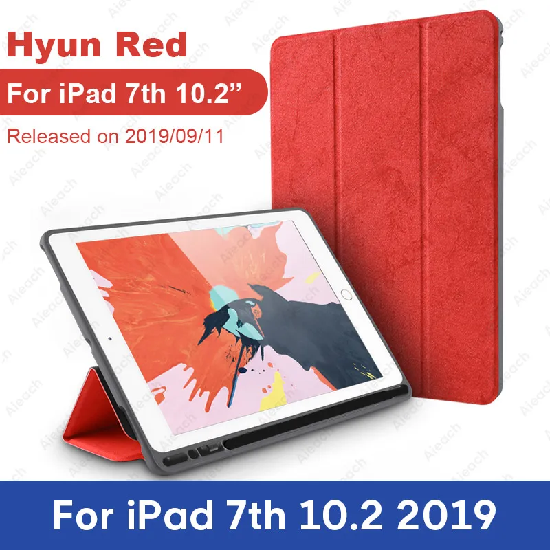 For iPad 10.2 Red 2 Чехол для iPad 9,7 10,2 чехол с держателем карандаша умный кожаный тканевый силиконовый чехол для iPad Pro 9,7 Air 1 2 - Цвет: For iPad 10.2 Red 2