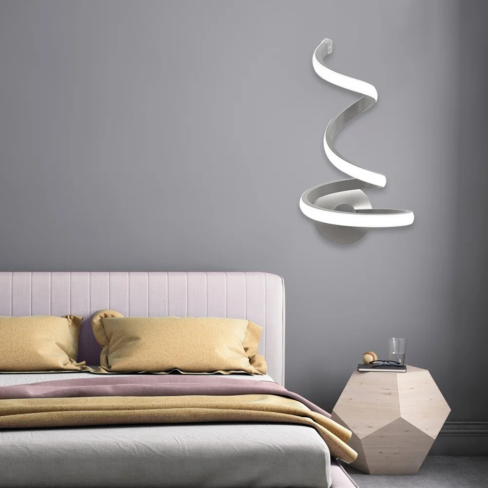 

Wall Mount Metal Lamp for Living Room Bedside Room Bedroom Wall Decor Arts Modern LED Spiral Light Warm/White Light