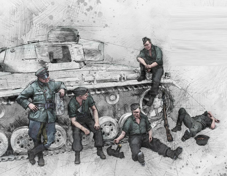 [Tuskmodel] полимерная комплект модели фигурки масштаба 1 35 WW2 немецкая команда panzer 3170