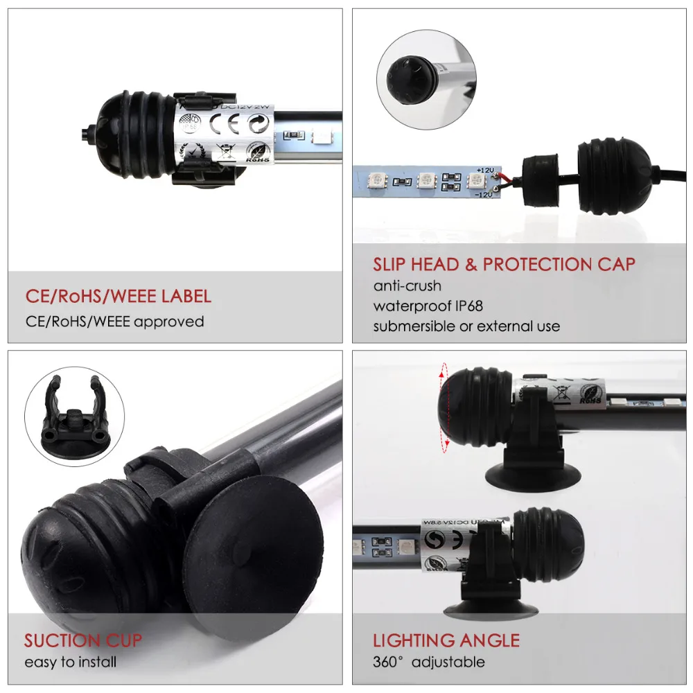 Аквариумная лампа с вилкой европейского стандарта белого и синего цвета