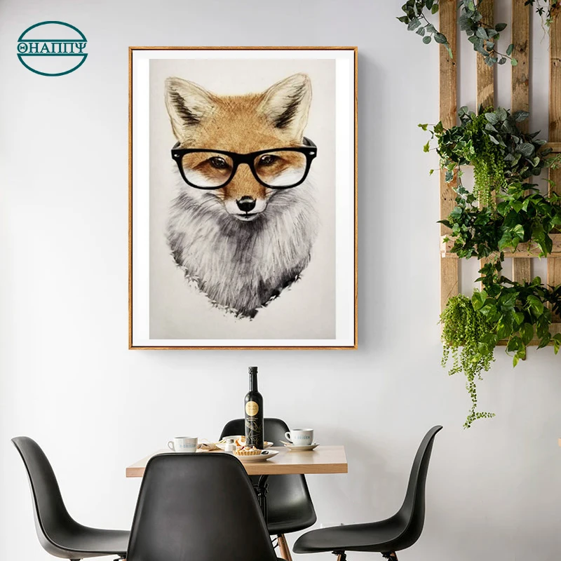 

Animal poster MR.Fox Canvas Painting Print Living Room Home Decor Wall Art Oil Painting Poster Unframed