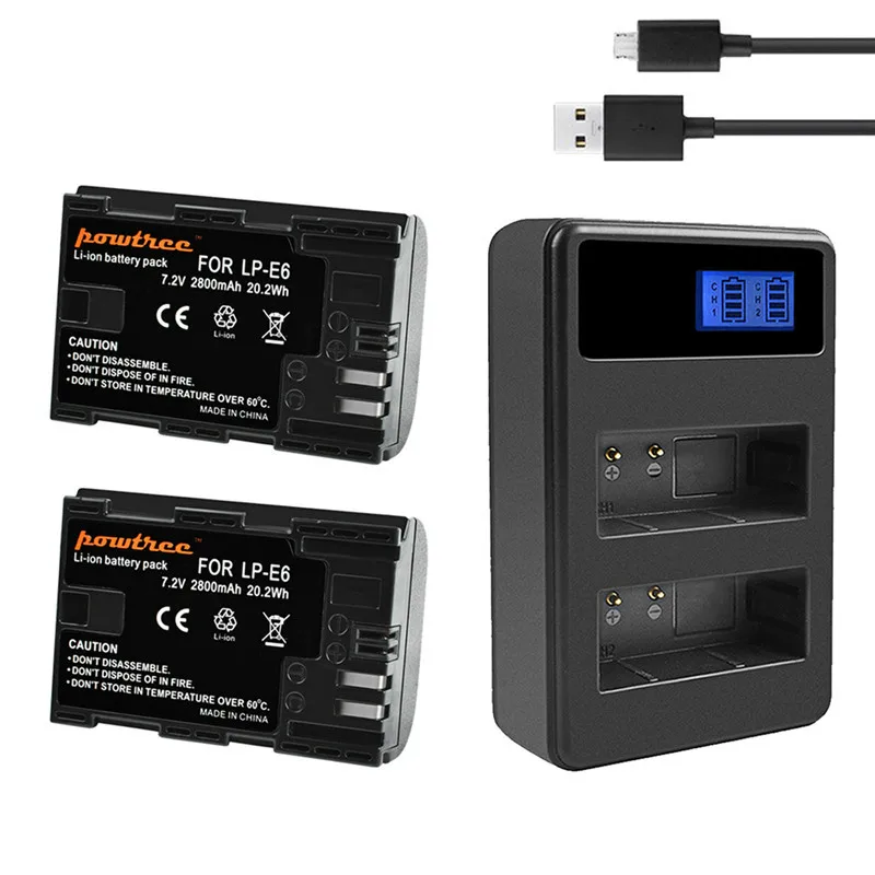 Bonadget батарея + USB двойное зарядное устройство для Canon камера LP-E6 Замена LPE6 LP E6 EOS 6D 7D