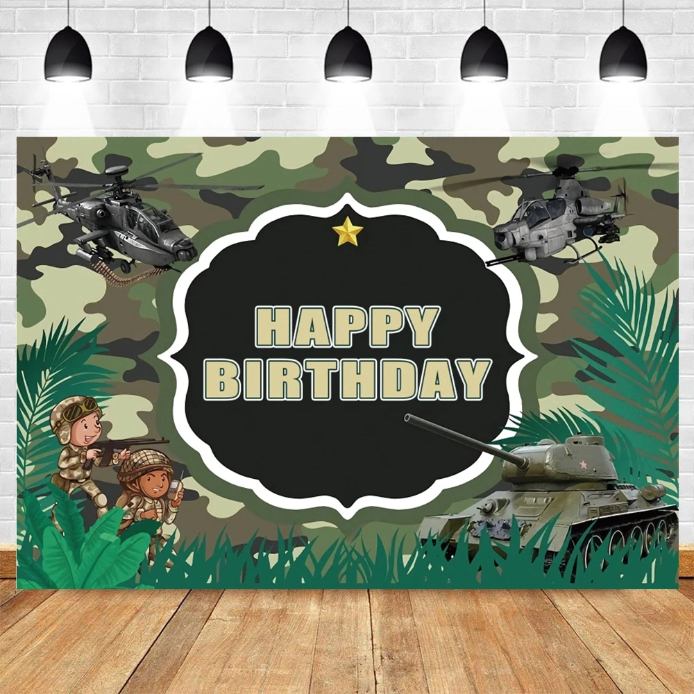 

Newborn Baby Shower Boy Birthday Party Photo Background Camouflage Soldier Helicopter Photography Backdrop Vinyl Photophone Prop