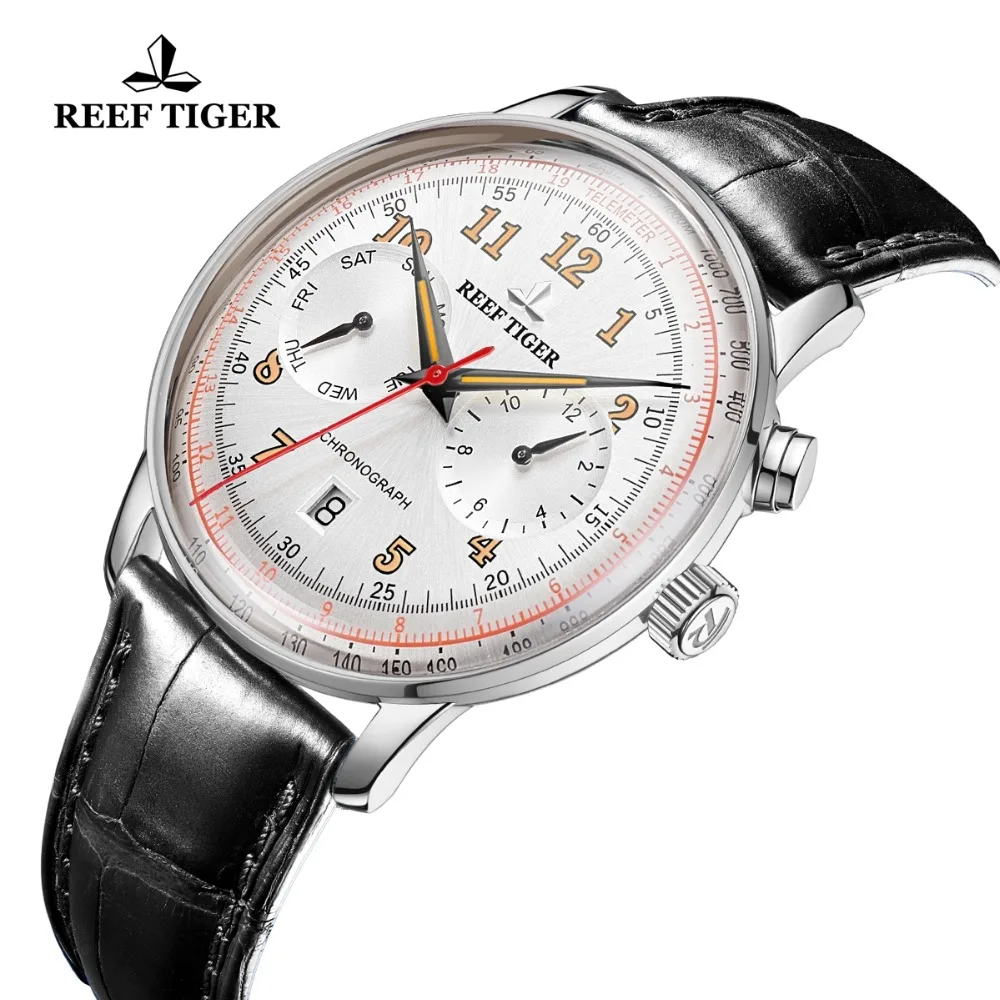 

Reef Tiger/RT Luxury Brand Vintage Watch Men Rose Gold Brown Leather Strap Luminous Automatic Mechanical Watches RGA9122