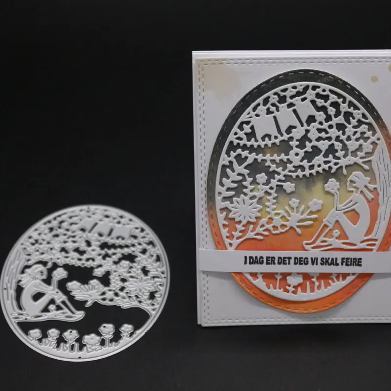 Девушка цветок листья украшения металла резки трафарет овальная рамка Troqueladora DIY