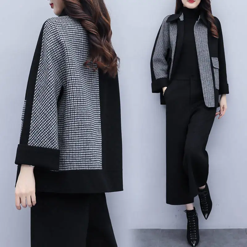Новый дизайн 2020 весенние новые женские костюмы клетчатый пиджак средней длины с