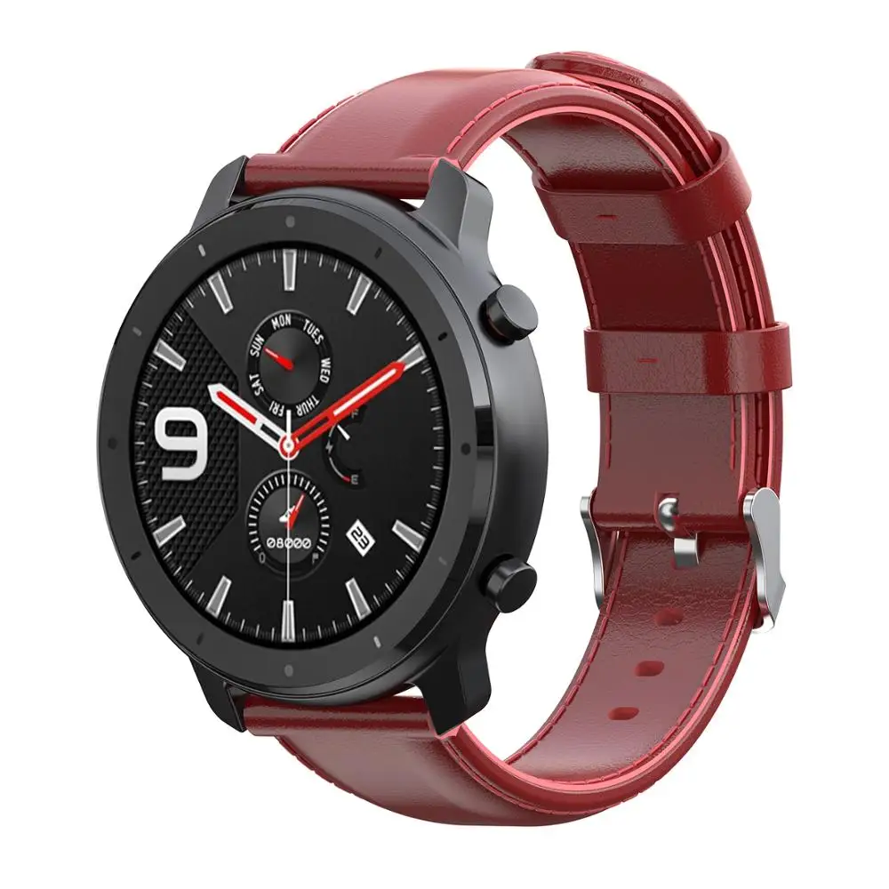 Ремешок кожаный для смарт-часов AMAZFIT GTR 47 мм 42 аксессуары наручных часов