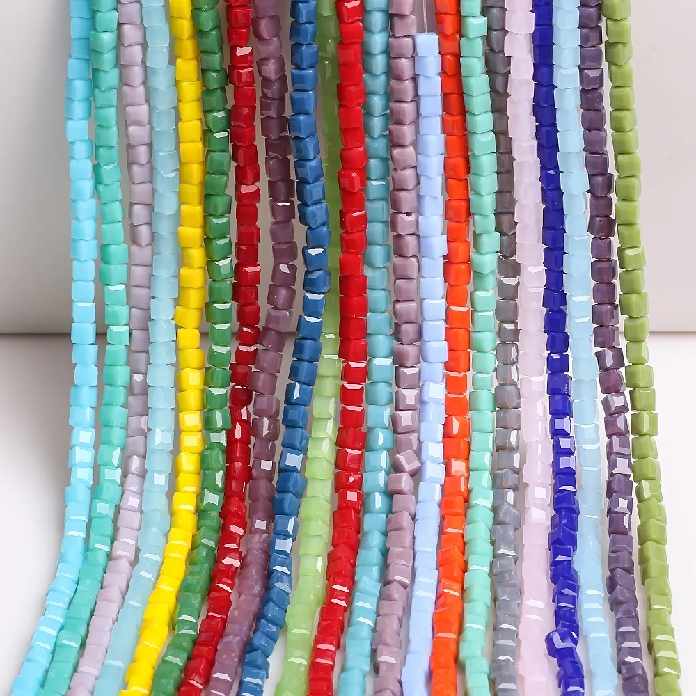 Стеклянные Квадратные бусины желтые 2/3/4 мм граненые бусины в виде хрустальных кубиков ремесла массивные распорки для самостоятельного изготовления ювелирных изделий Аксессуары для браслетов