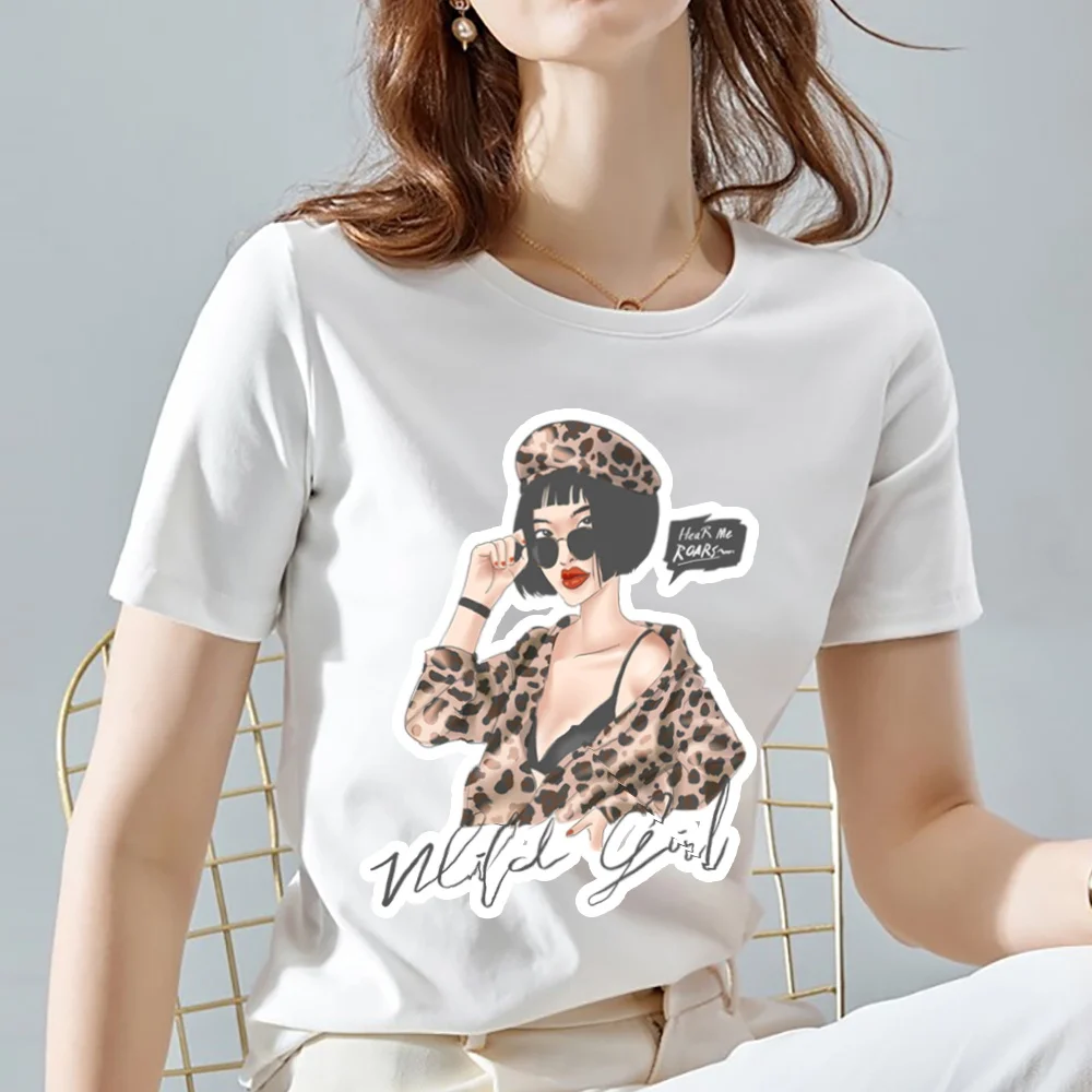 Женская футболка с принтом тигра и леопарда повседневный Белый Удобный топ