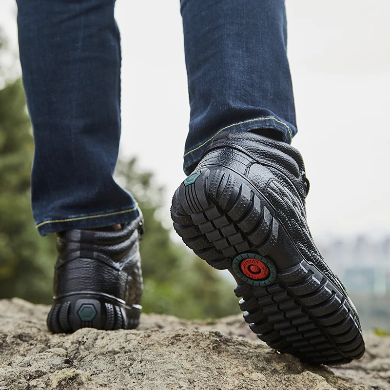 Мужская повседневная обувь из телячьей кожи высокие безопасные туфли для