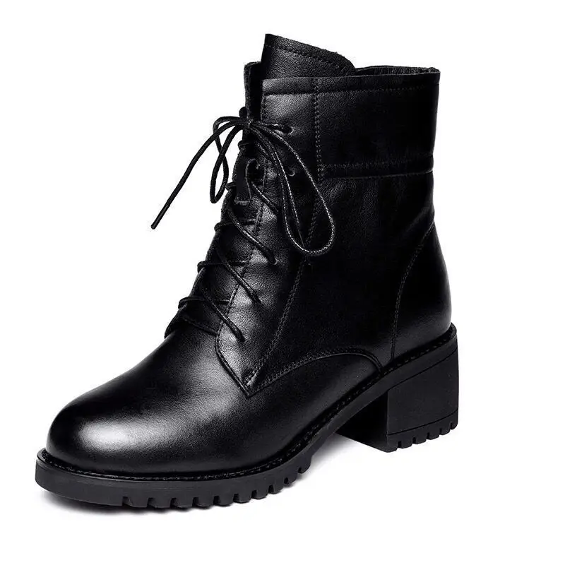 

Luxury Heel Boots Women Leather Boot Chunky Winter Shoes Platform Ankle Boots Slip On Thick Heels Warm Footwear Brand Designer