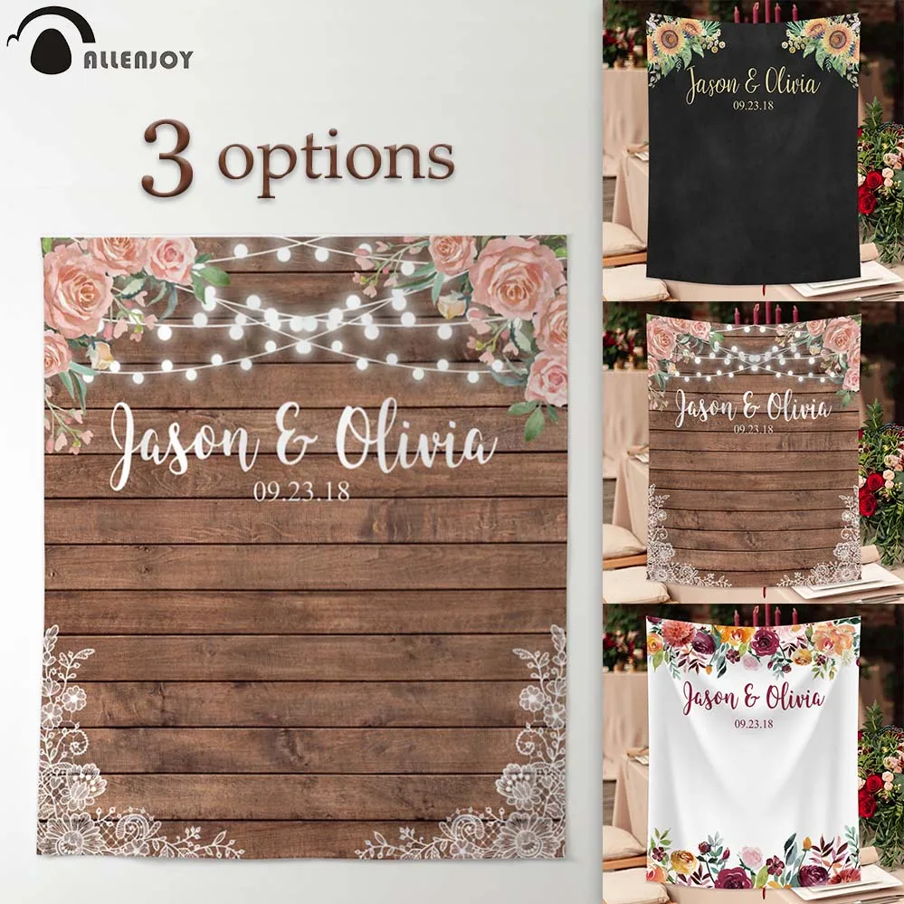 

Allenjoy Anniversary Event Supplies Colorful Flowers Wooden Floors Blackboard Party Supplies Modern Wedding Activities Wallpaper