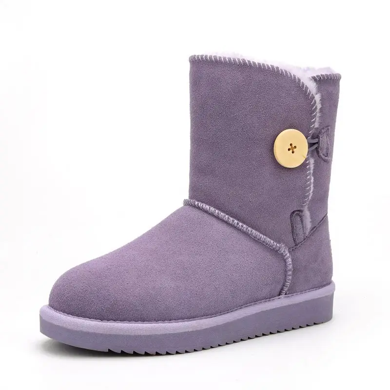 Purple ; модные зимние сапоги; Коллекция года; классические зимние сапоги из натуральной коровьей кожи; mujer; зимние сапоги из натуральной кожи - Цвет: Purple