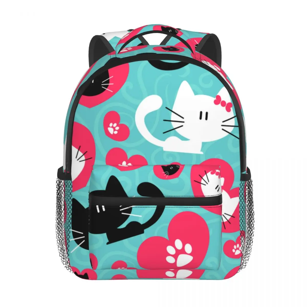 2022 Children Backpack Toddler Kids School Bag Romantic Pattern With Cute Couple Of Cats Kindergarten Bag for Girl Boys