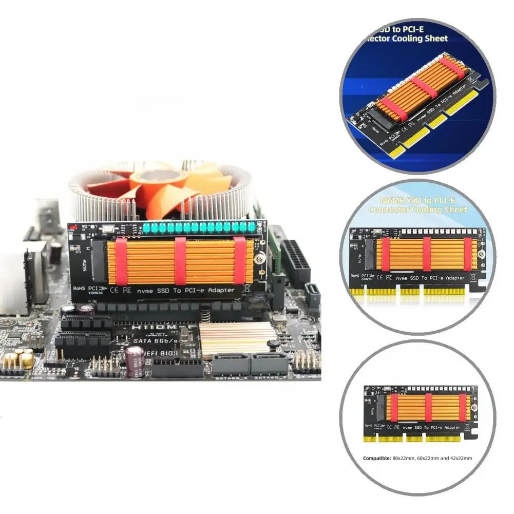 

Excellent NVME SSD to PCI-E Connector Card Cooling Sheet Anti-corrosion Converter Card Convenient Computer Accessories