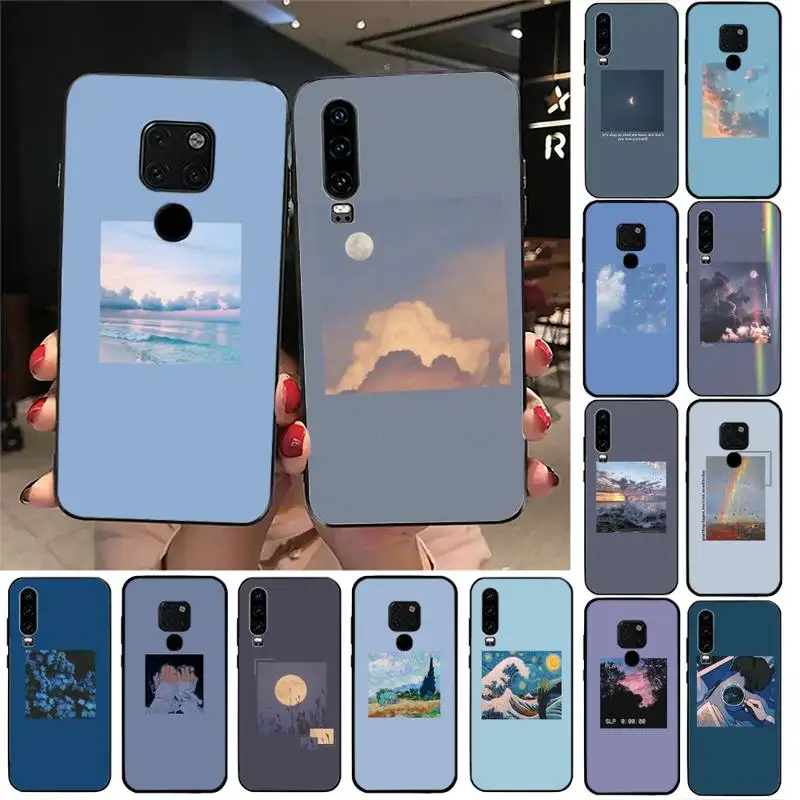 

YNDFCNB blue background literature Phone Case For Huawei Honor 7A 7C ru 5.7 8 8x 9 10 20lite 10i 20i Honor Play 6.3