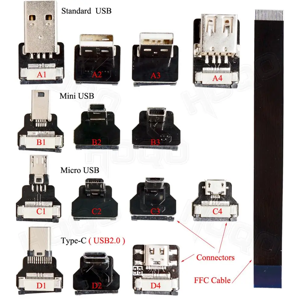 FFC Type C мини микро USB ленточный кабель 90 FPV тонкий плоский мягкий гибкий FPC зарядка