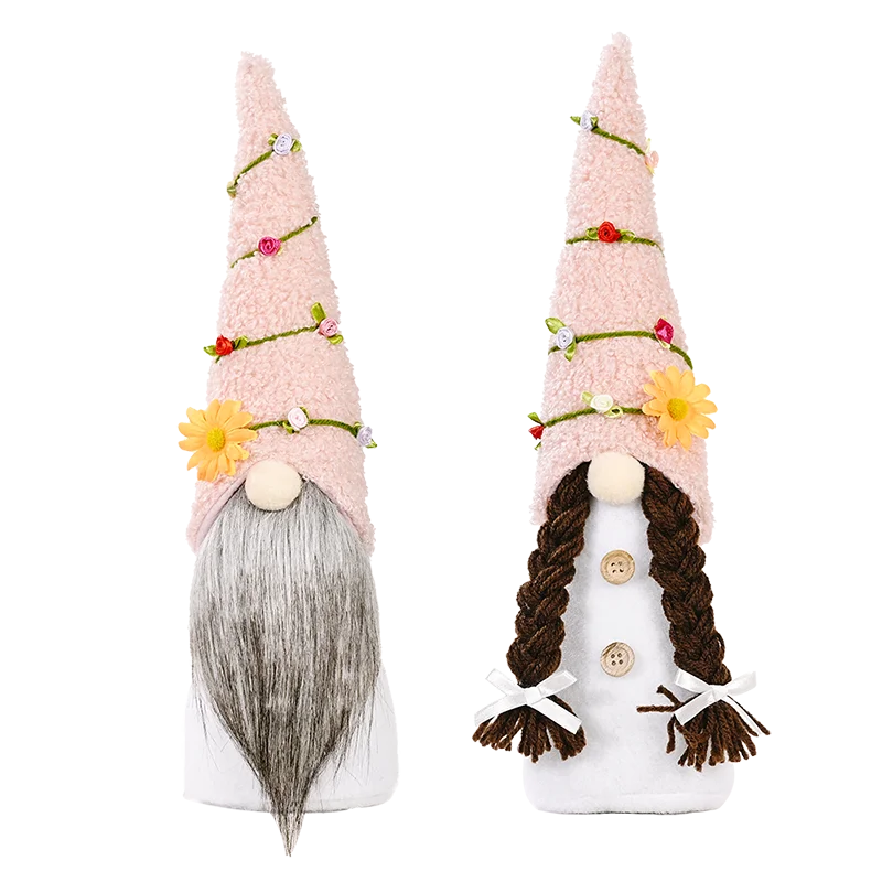 

Zerolife Pink Round Flower Hat Faceless Doll Holiday Party Decor Ornaments Dwarf Gnome Doll Kids Plush Toys Holiday Party Gift