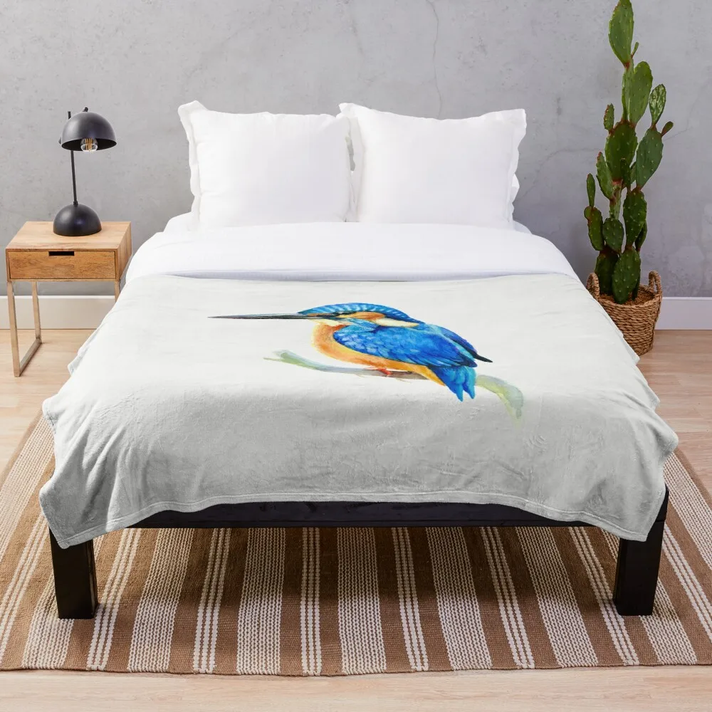 

Kingfisher watercolor Throw Blanket Blanket Throws on Bed/Crib/Couch 150x200CM adult Baby Girls Boys Kids Gift Christmas