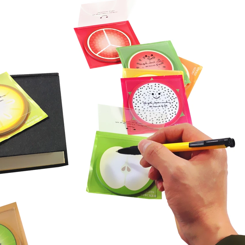 

free shipping 30packs Round colored fruit cross-section pattern memo notes N times Lovely Planner Sticker Round Colored Notes
