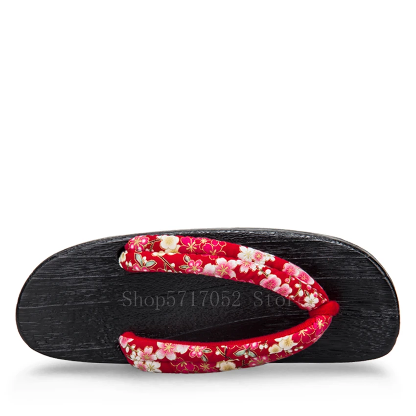 Japanese Traditional Woman Clogs High Heels Wooden Geta Floral Cosplay Costume Summer Beach Paulownia Sandals Flip Flops | Тематическая