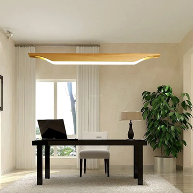 Long Office Chandelier Creative Personality Nordic Restaurant Lamp Rectangular Post-modern Studio Simple Solid Wood | Освещение