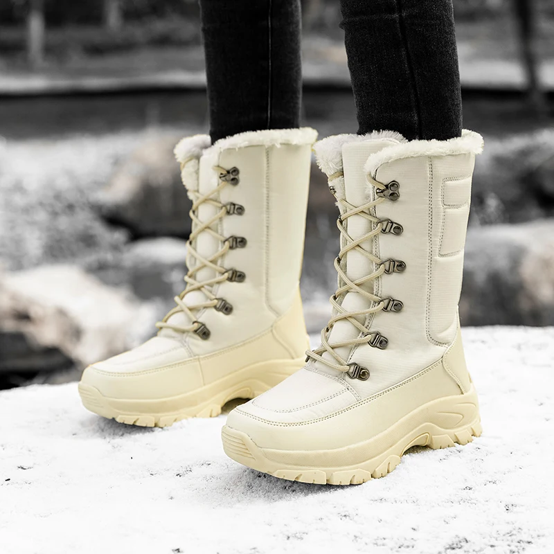 

TUINANLE Women Winter Boots Waterproof Winter Mid-Calf Snow Boots Women Platform Shoes with Thick Fur Botas Mujer Combat Boots
