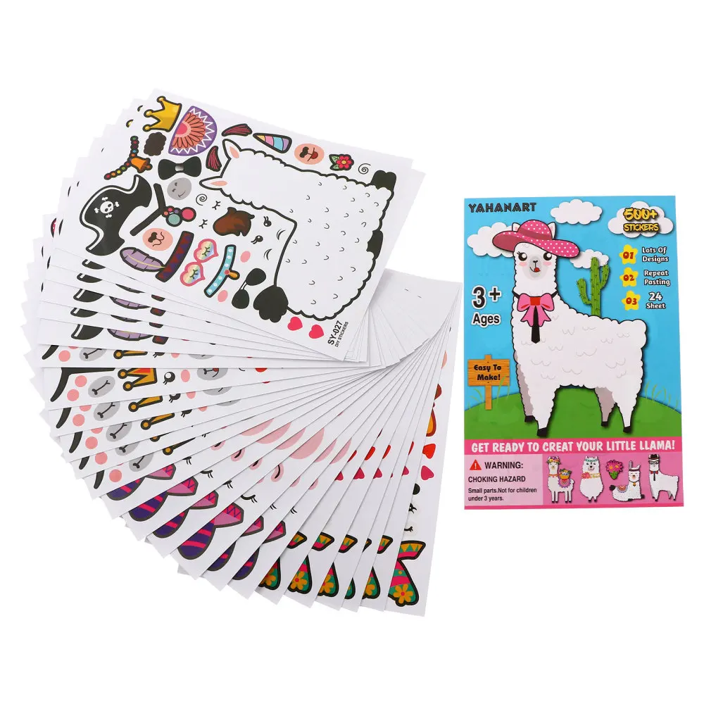 

25pcs Make Your Own Llama Stickers Make A Face Alpaca Stickers for Party Favors