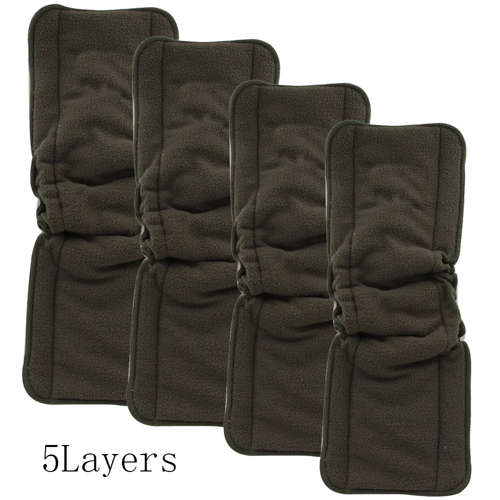 5Layers insert 4 шт. детские карманные пеленки сумки на молнии водонепроницаемые влажные и сухие тканевые подгузники вставки мумия мешок многоразовые менструальные подкладки сумка - Цвет: 5Layers insert