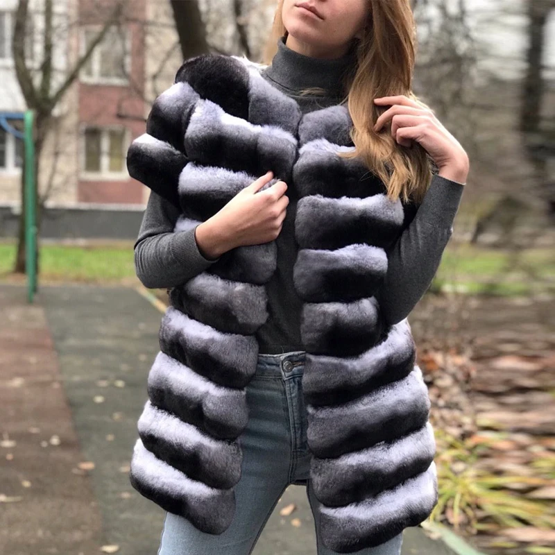Fashion Rex Rabbit Fur Jacket With Lapel Collar Natural Women Winter Fur Overcoats Luxury Woman Genuine Rabbit Fur Coats 2022