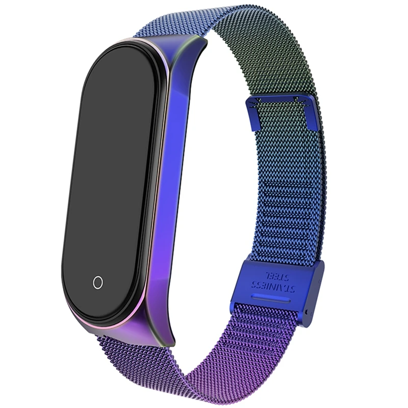 Браслет mi Band 3, 4, ремешок из розового золота, Безвинтовой браслет из нержавеющей стали, ремешок, браслет mi Band 3 Pulseira для Xiaomi mi, ремешок 3, браслет 4 - Цвет: Colorful
