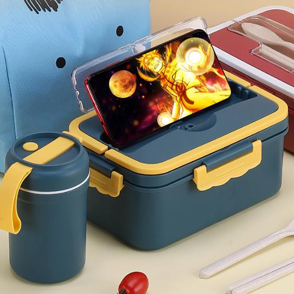 Большой емкости студенческий Ланч бокс для взрослых 3 шт. квадратный Портативный