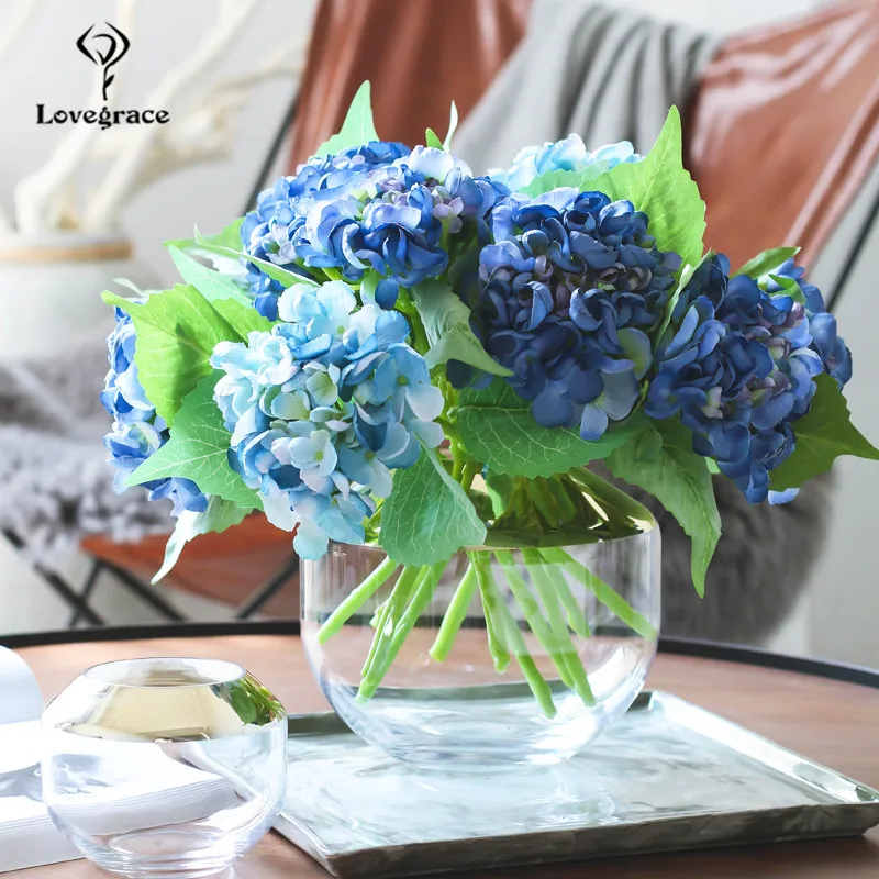 Шелковые гортензии искусственные цветы белые большие свадебные маленький букет