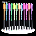 Набор гелевых ручек с блестками, 12 цветов, выделители ручка и