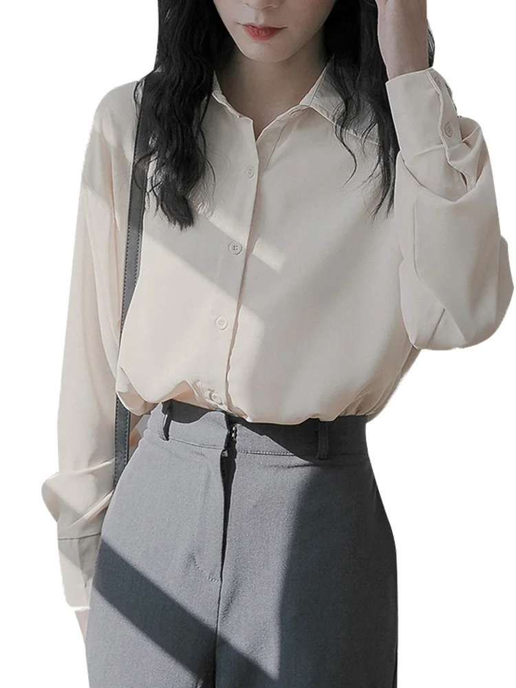 

Blue chiffon shirt women's Hong Kong style long sleeve top design small majority shirt spring 2021 new fashion Fairy