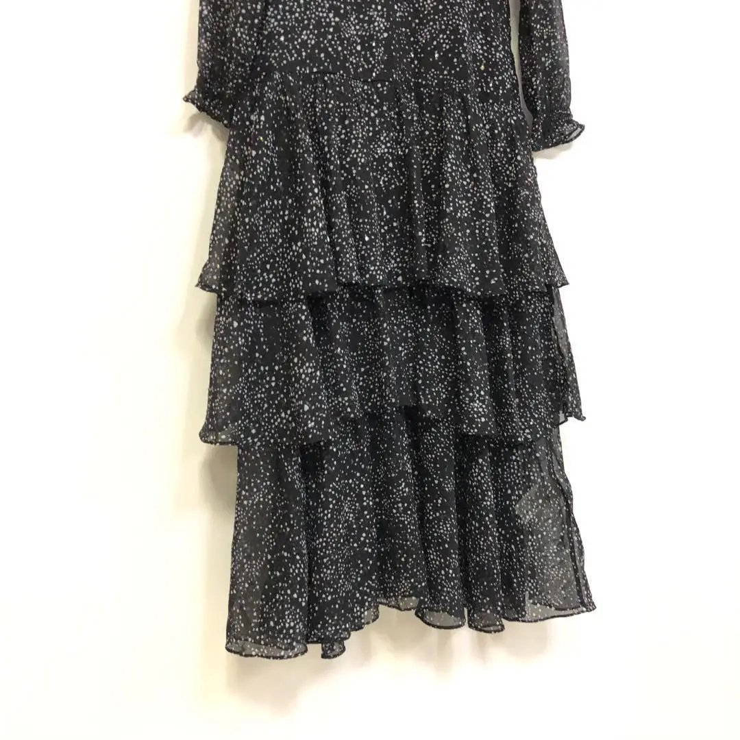 

Woman elegant maxi dress vintage long sleeve round neck cascading ruffled autumn and winter casual party dress for women