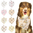 Новинка 2021, регулируемая бандана для собак, воротник, платок с милым рисунком кота и корги, банановый треугольный шейный шарф