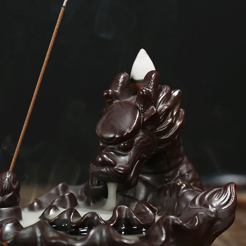 Керамическая курильница с черным драконом держатель для благовоний ручной