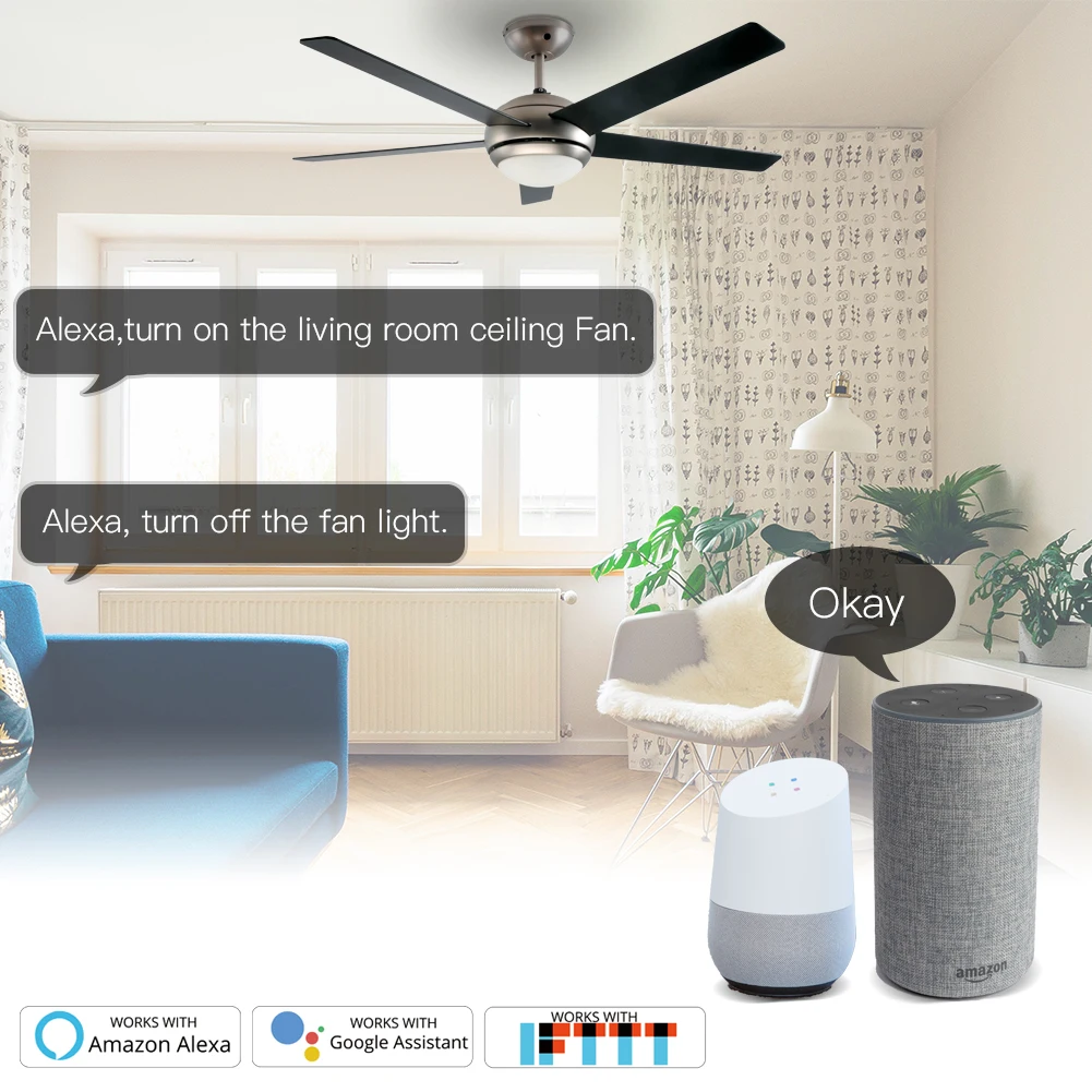 WiFi Smart Ceiling Fan Light Wall 